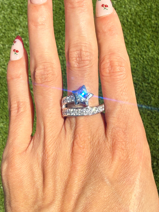 Vintage Platinum 900 Diamond Shooting Star Ring