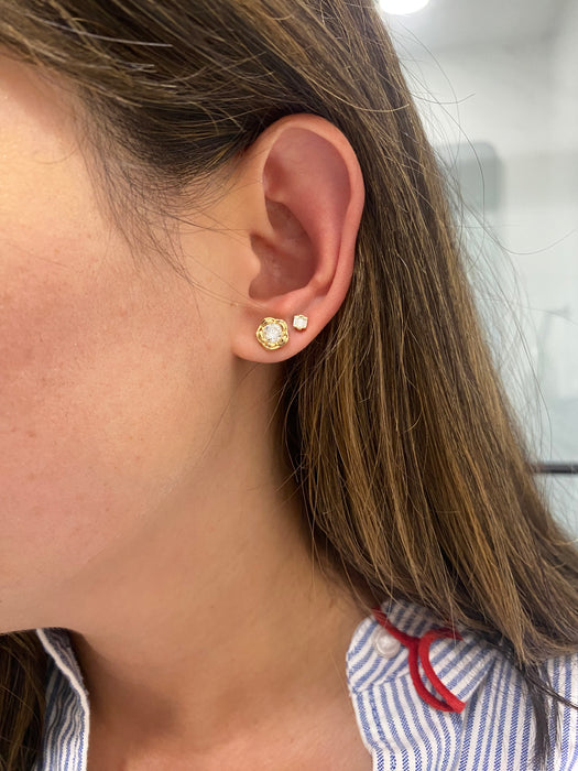14K 1 TCW Lab Diamond Flower Stud Earrings