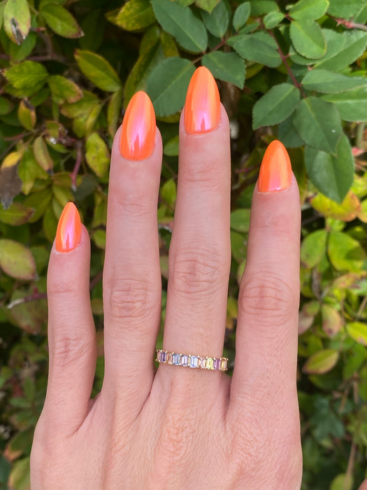 18k pastel rainbow sapphire ring size 6