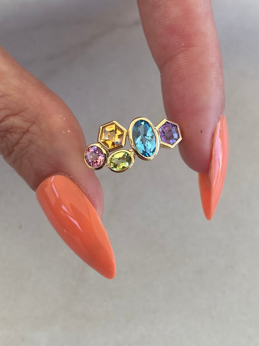 18K Rainbow Gemstone Ring