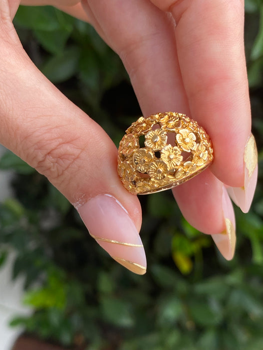 14k flower bombe ring size 5