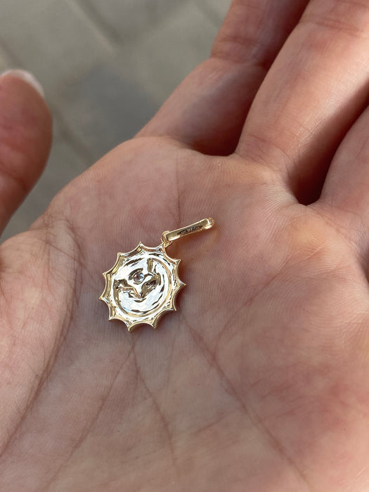 14K Gold Diamond Star Disc Charm