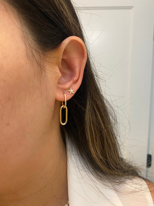 14k two way paperclip huggie earrings