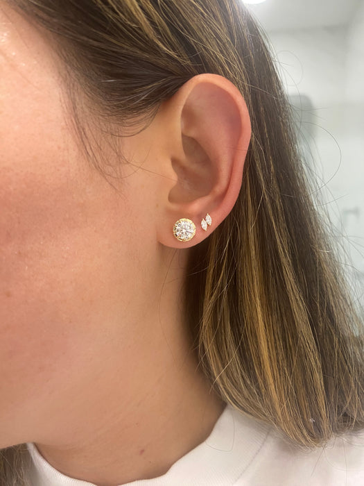 14K Gold 2.00 CTW Lab Diamond Bezel Stud Earrings