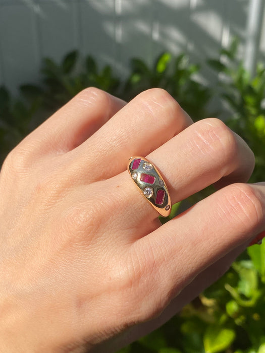 14k ruby and diamond bubble ring size 6.5