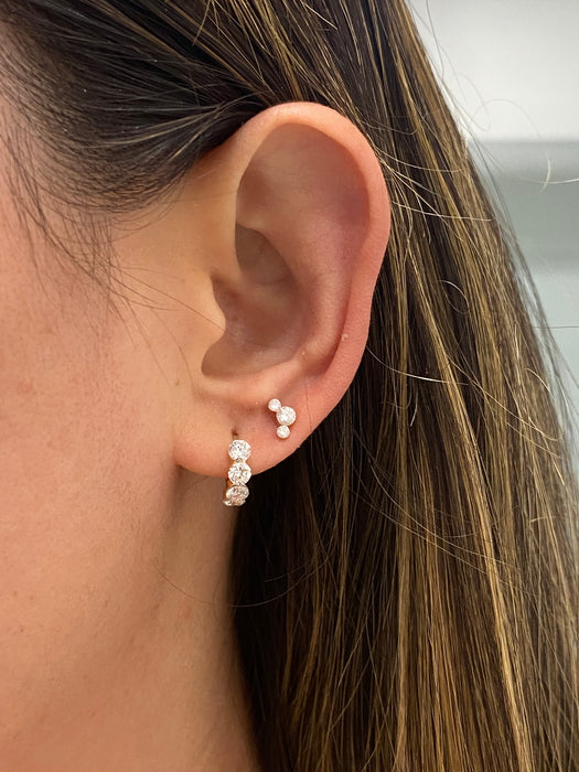 14K 1.36 TCW Lab Diamond Invisible Set Huggie Earrings