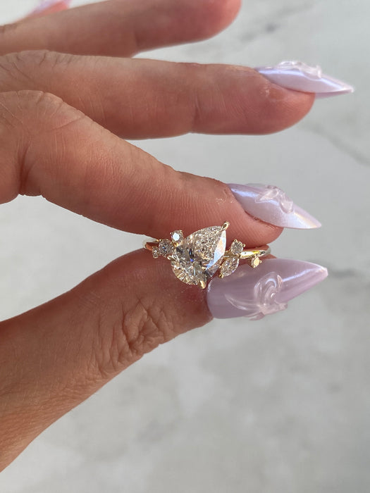 14K 1.9 TCW Pear Lab Diamond Cluster Ring