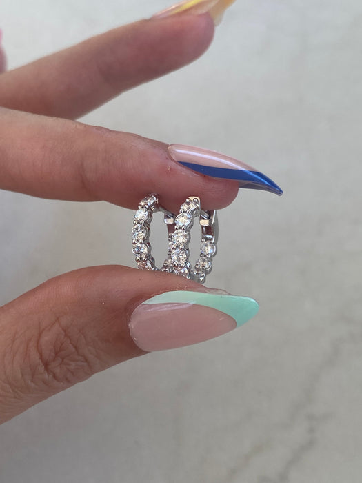 14K White Gold Inside-Out Lab Diamond Huggies