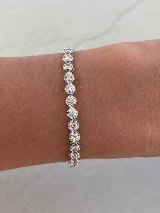 Platinum 900 4 Carat Natural Diamond Cupcake Bracelet