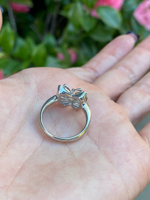 Platinum 900 yellow diamond butterfly ballerina ring size 6.25