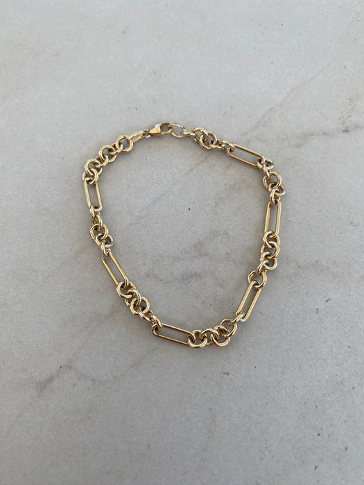14K Gold Paperclip & Rolo Link Bracelet