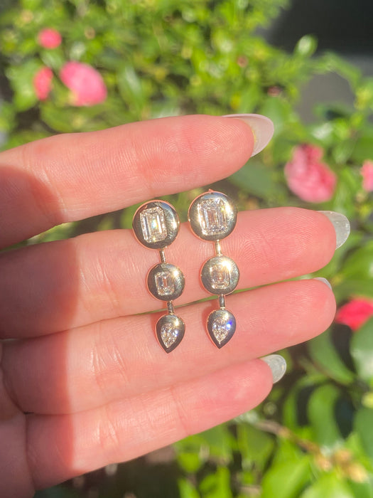 14k lab 2.2 carats diamond chunky bezel set earrings