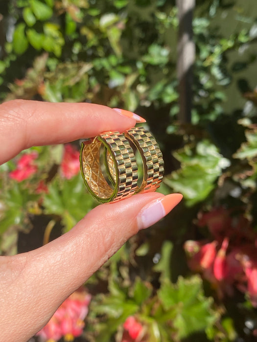 14k riveted link hoop earrings