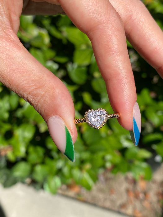 18k diamond heart baguette ring size 6.25