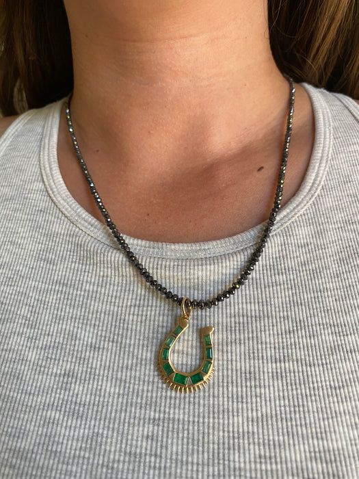 14K Natural Emerald Horseshoe Charm — 1.13 TCW