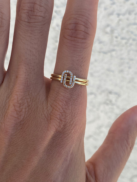 14k diamond letter u ring size 6.5