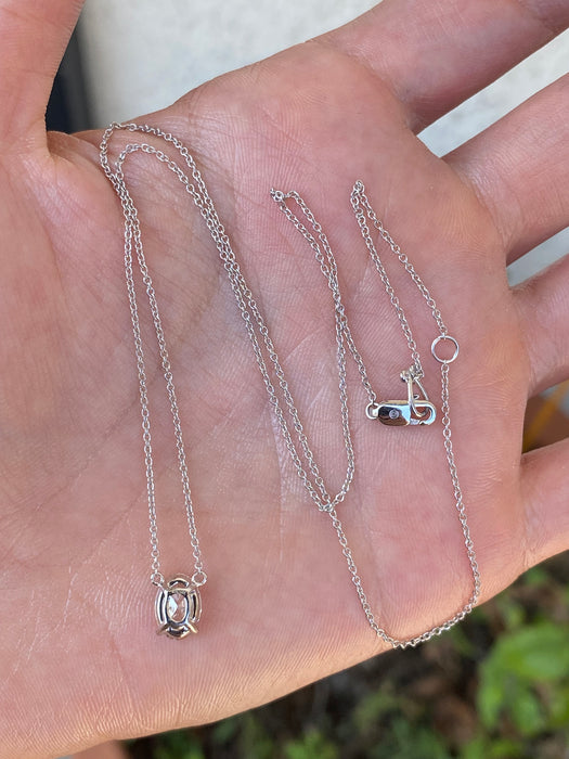 14K White Gold Oval Lab Diamond Necklace – 1.1 CT