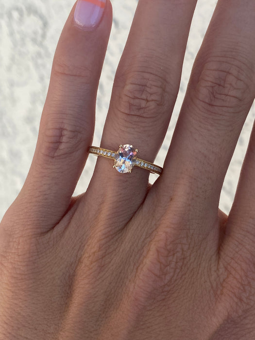 14k morganite diamond ring size 6.25