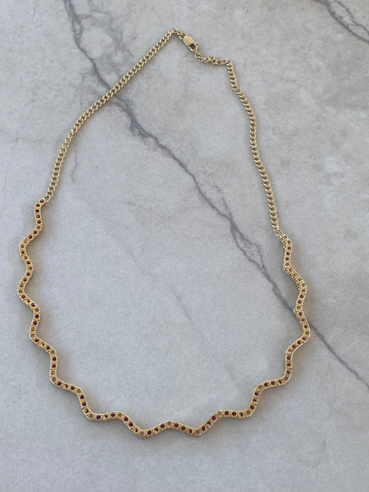 14K Gold Ruby & Diamond Wavy Necklace – 5 TCW