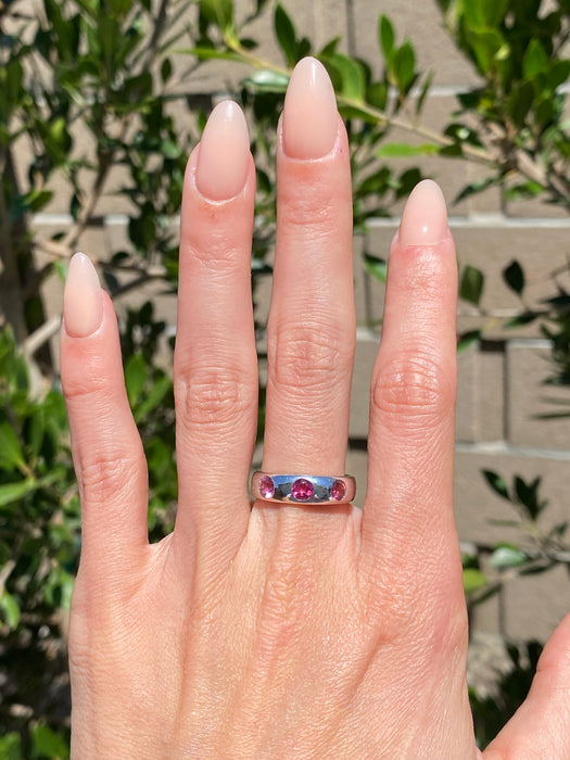 Vintage 18K White Gold Pink Tourmaline Ring