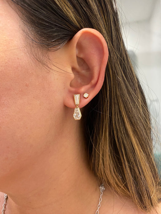 14K Tapered Baguette & Coffin Lab Diamond Dangle Earrings- 4 TCW