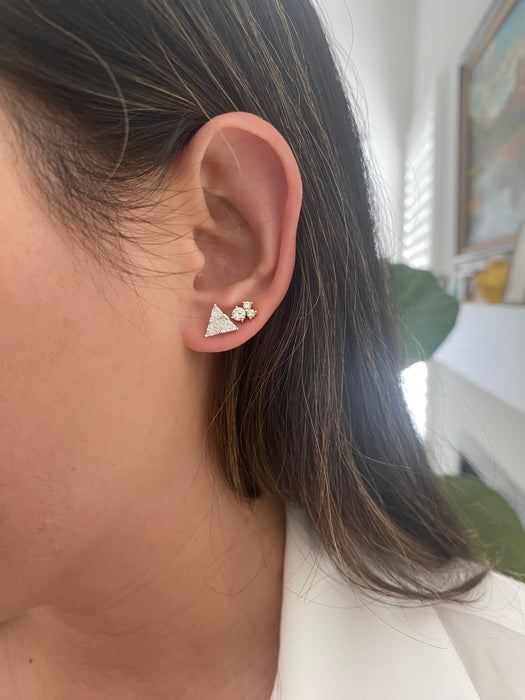 14k white gold 1 carat diamond trillion stud earrings