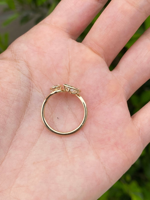 14K Gold Round & Marquise Squiggle Lab Diamond Ring