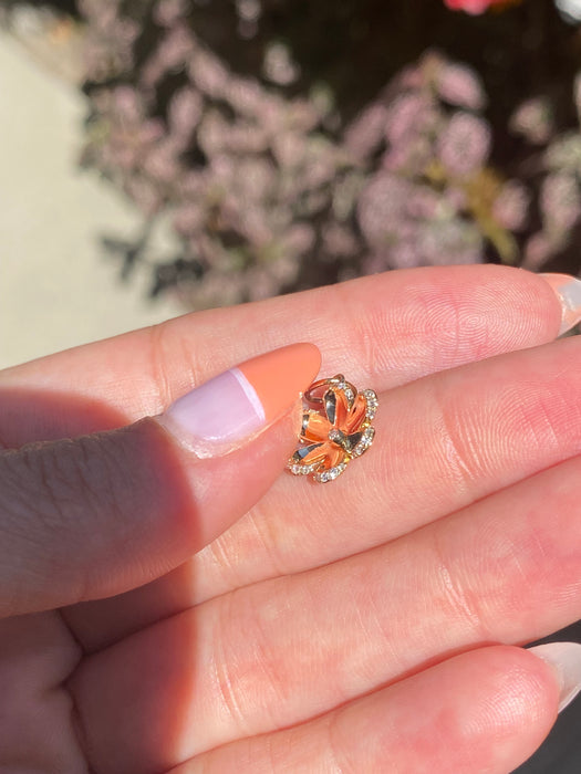 14k diamond flower charm pendant