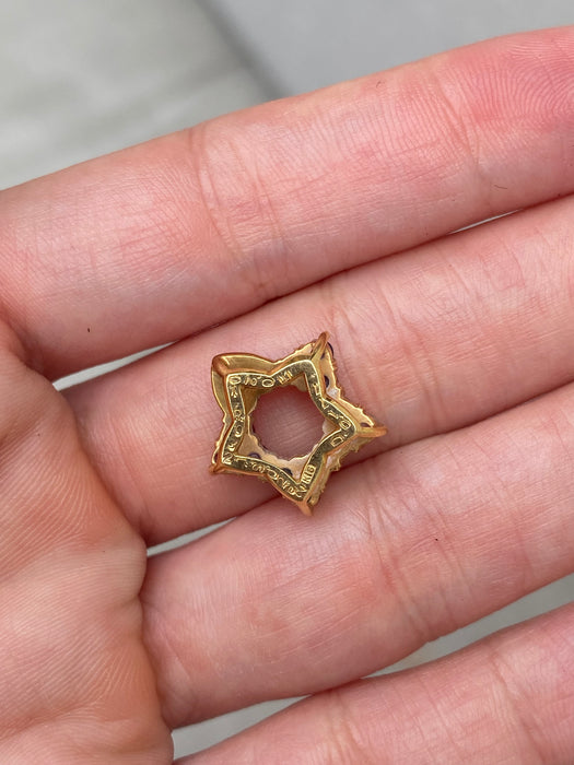 Vintage 18K Gold Rainbow Star Charm with Diamond & Heart