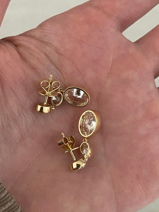 14K Gold 4 TCW Oval Drop Lab Diamond Earrings