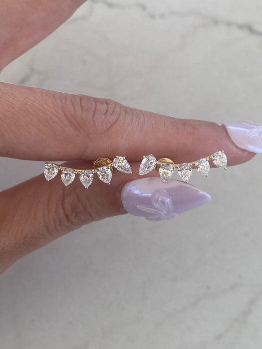 14K 1.5 TCW Lab Diamond Pear Climber Earrings