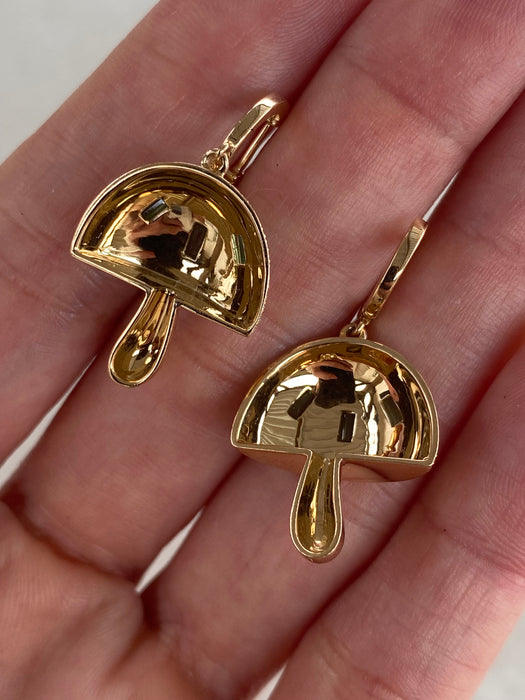14K Gold Diamond & Tsavorite Garnet Mushroom Huggie Earrings | 1.00 CTW Diamonds
