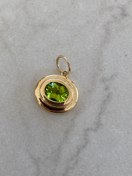 14K 2.7 Carat Peridot Double Bezel Set Charm