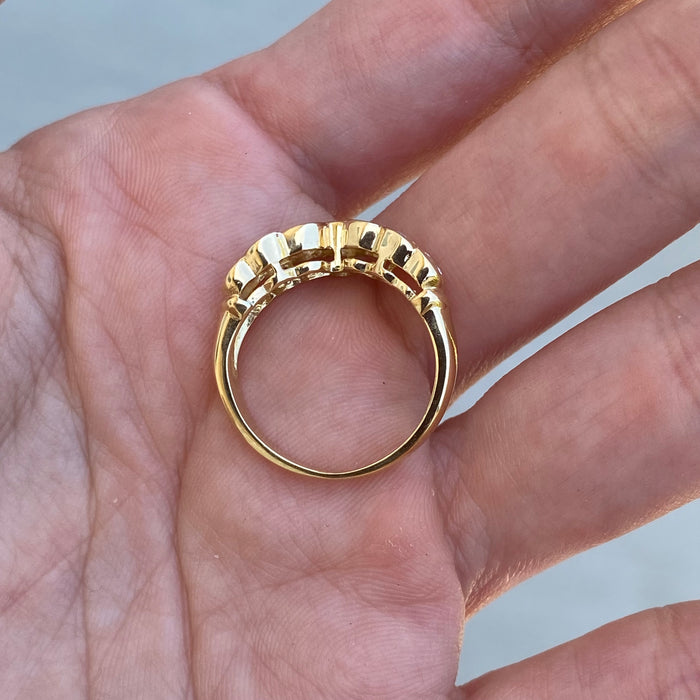 Vintage 18K Gold Diamond Chevron Ring – 1.00 TCW – Size 5.75