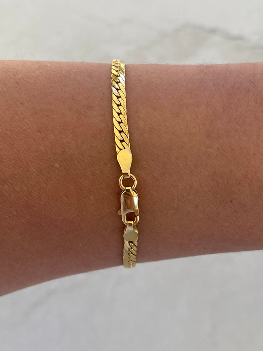Vintage 18K Gold Rainbow Gemstone Herringbone Bracelet