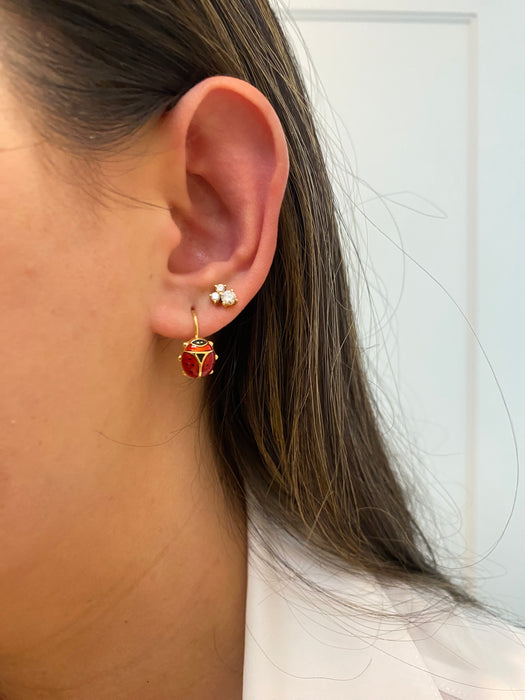 14k unoaerre enamel lady bug leverback earrings