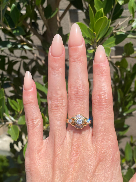 Vintage 18K Gold Multi Shape Diamond Ring – 0.83 TCW Natural Diamonds – Size 6