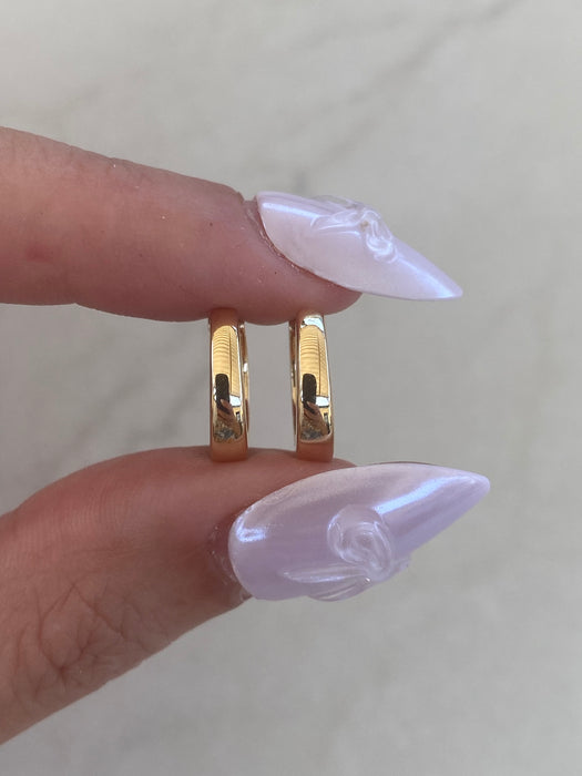 14K Natural Emerald & Diamond Huggie Earrings
