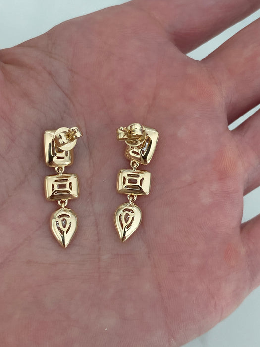 14k 2 carat chunky fancy shape lab diamond earrings