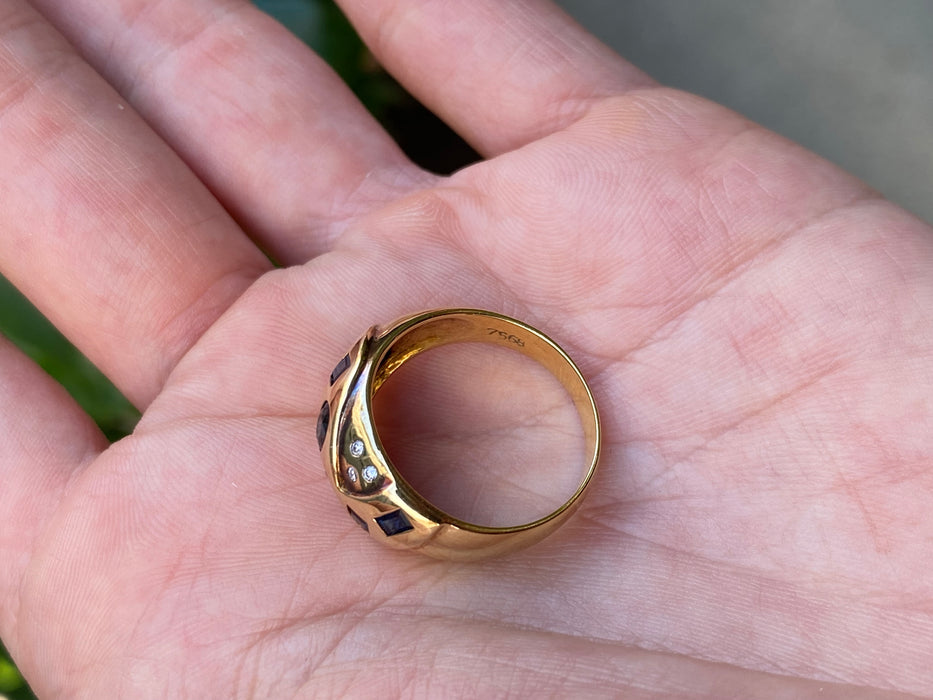 18k diamond blue sapphire ring size 6.5