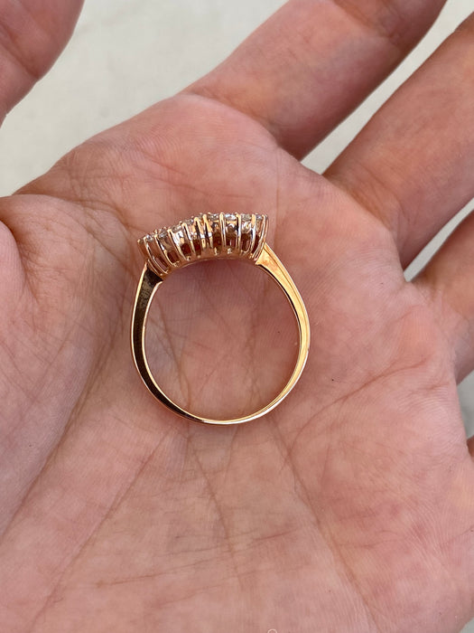 Vintage 18K Rose Gold Pink Sapphire & Diamond Heart Ring