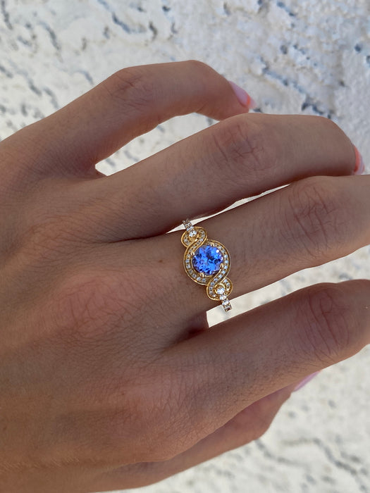 14k whimsical tanzanite diamond ring size 6.5