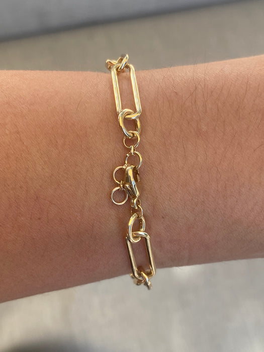 14K Gold Diamond Paperclip Bracelet – 1.25 TCW Natural Round Diamonds – Adjustable 6.5–7”