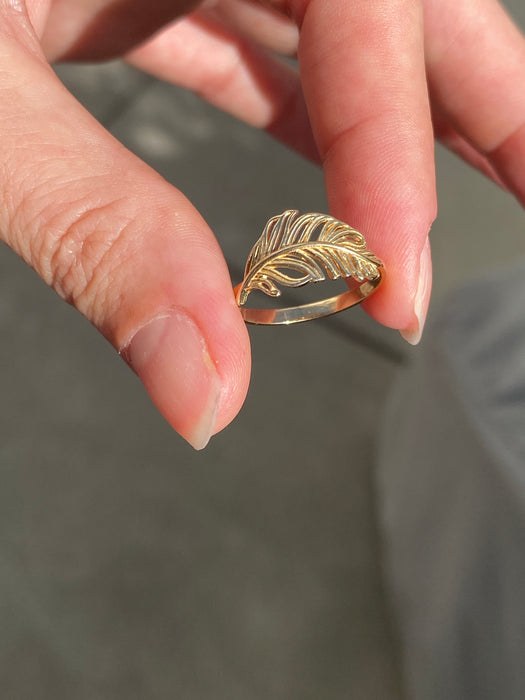 14k feather ring