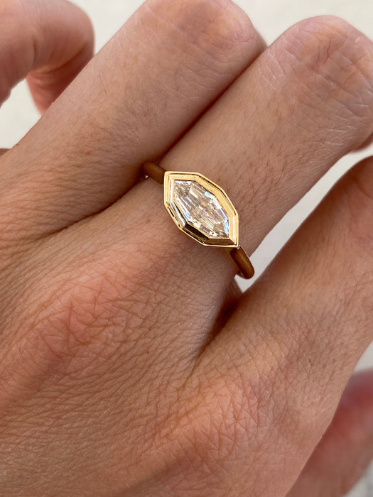 14K Gold East-to-West Double Bezel Marquise Lab Diamond Ring – 1.08 CT IGI Certified