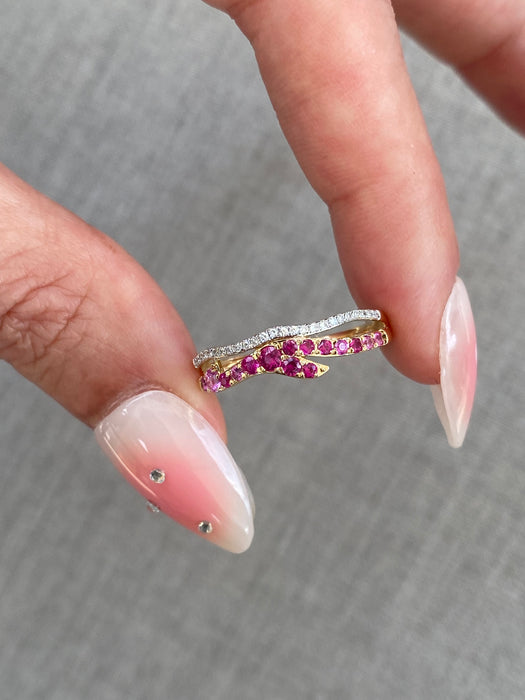 14K Ruby & Diamond Double Band Ring