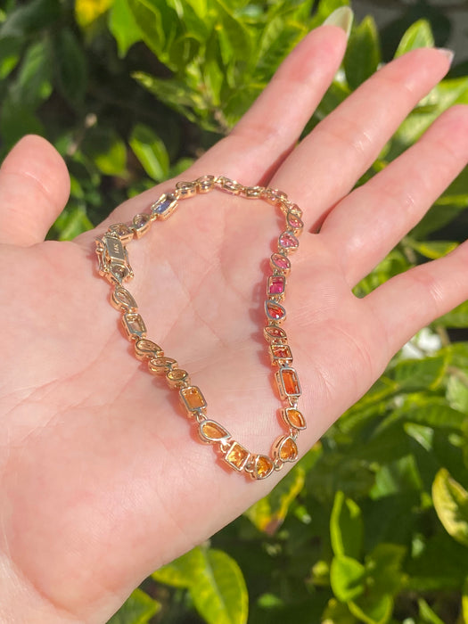 14k rainbow sapphire bracelet 8”