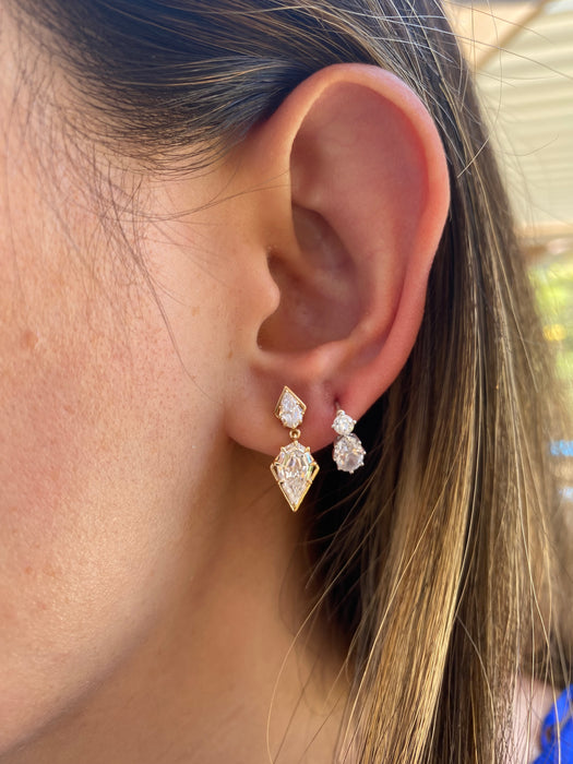 14K Gold Pear Step-Cut 2.7 Carat Lab Diamond Drop Earrings