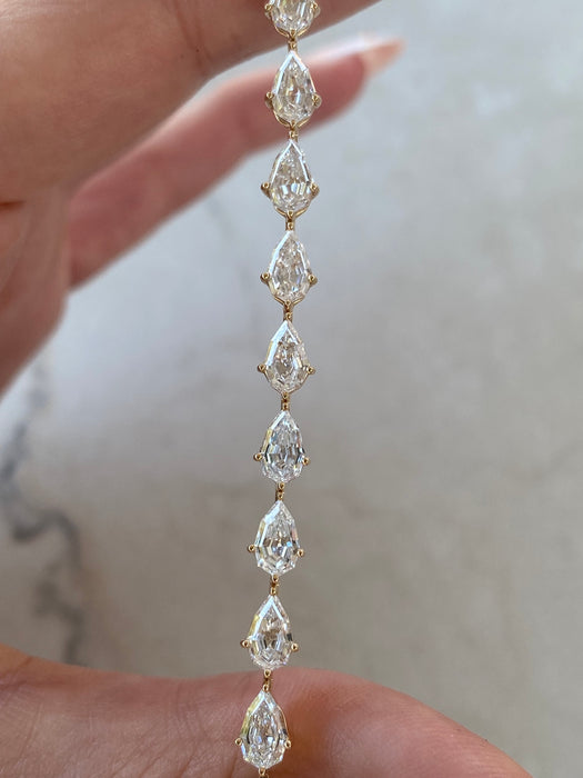 14K Gold Pear Step-Cut Lab Diamond Tennis Bracelet — 7.70 TCW