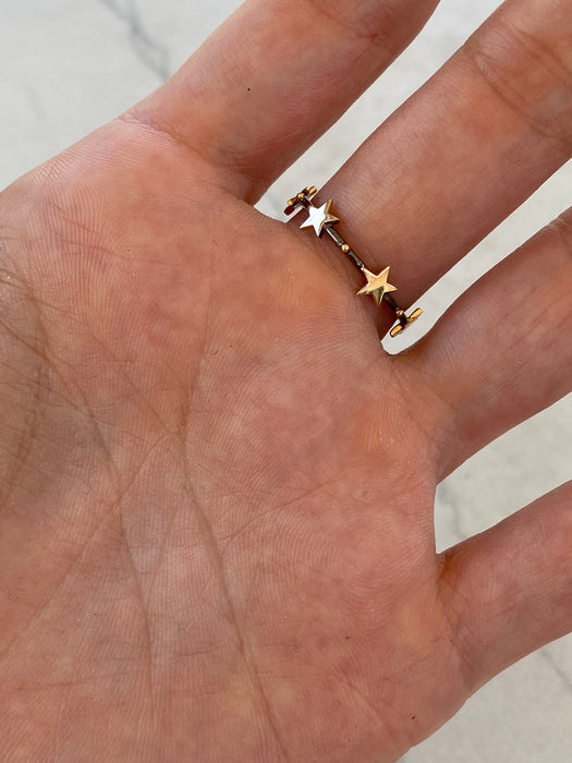 14K Black Rhodium Diamond Star Eternity Ring